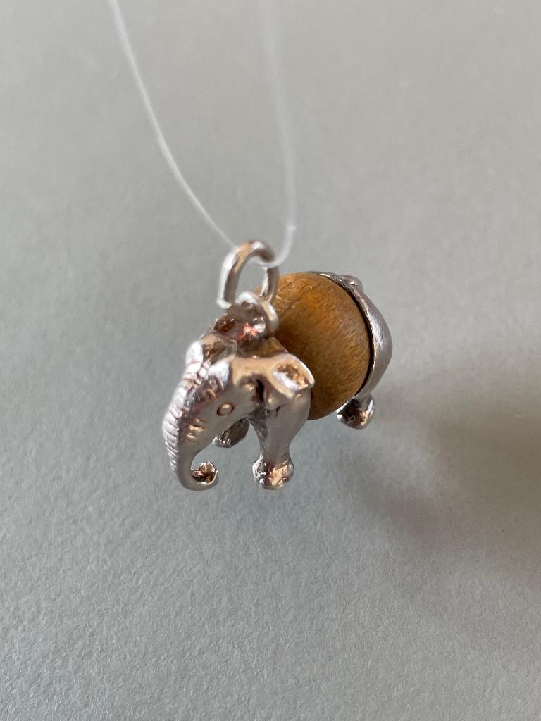 Bedel | sterling zilver, houten olifantje, Ophalen, Zilver, Hanger