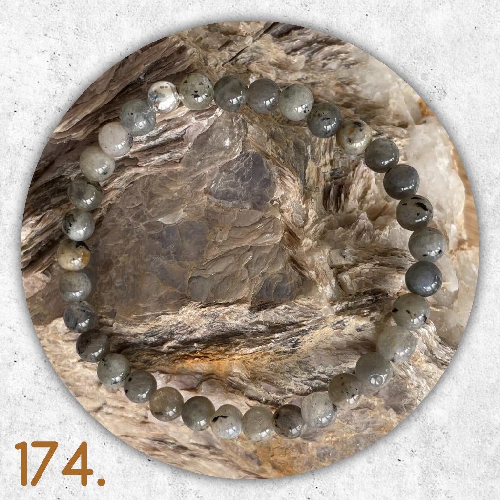 🦋MJB Armband nr: 174 Labradoriet halfedelsteen 19 cm, Overige materialen, Nieuw, Ophalen of Verzenden, Grijs