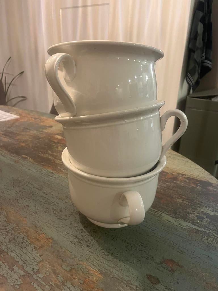 3x porseleinen spiegel po pispot brocante, Ophalen