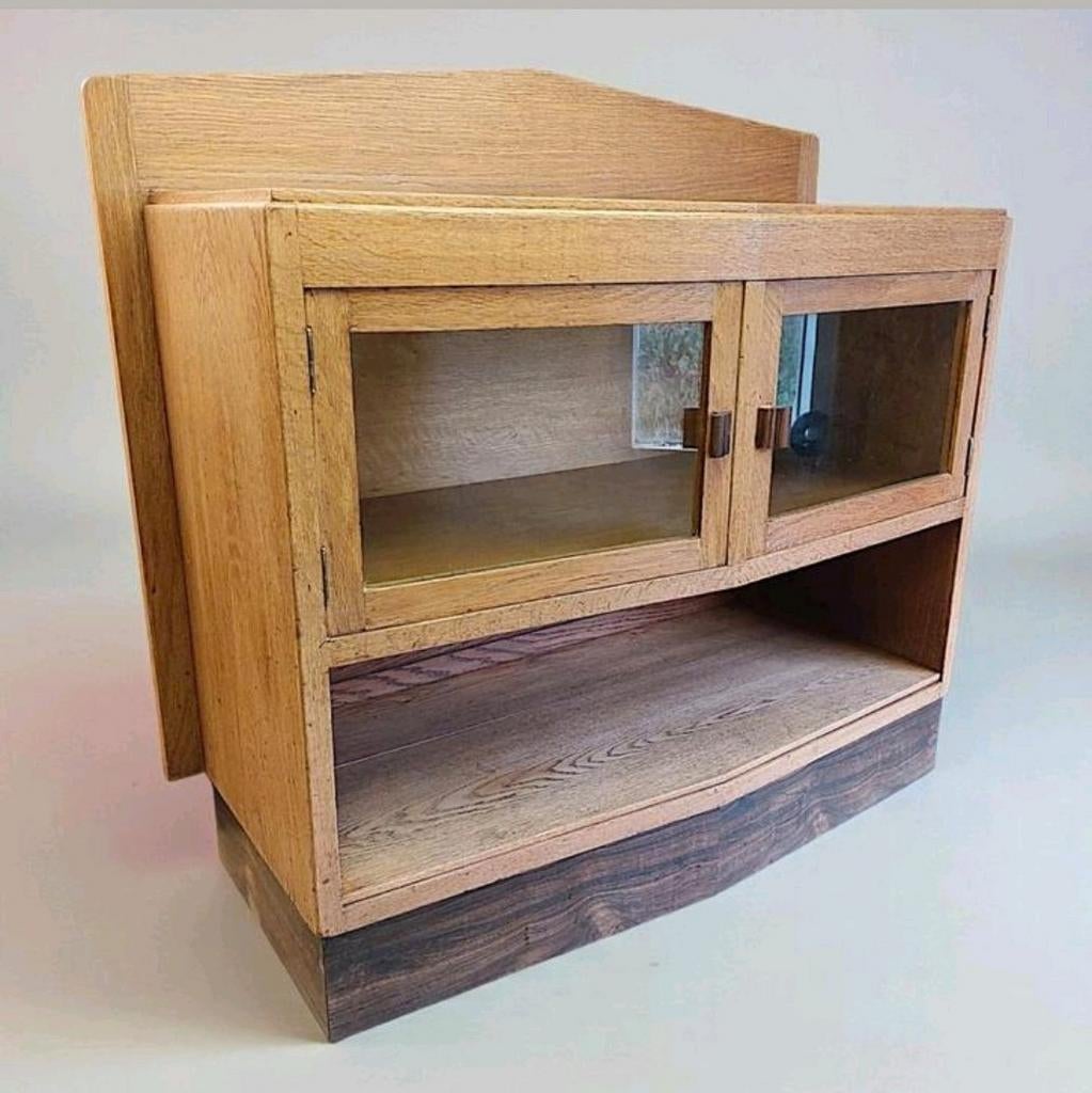 antiek Amsterdamse School kastje Art Deco theekastje, Huis en Inrichting, Ophalen, ., Eikenhout, 50 tot 100 cm