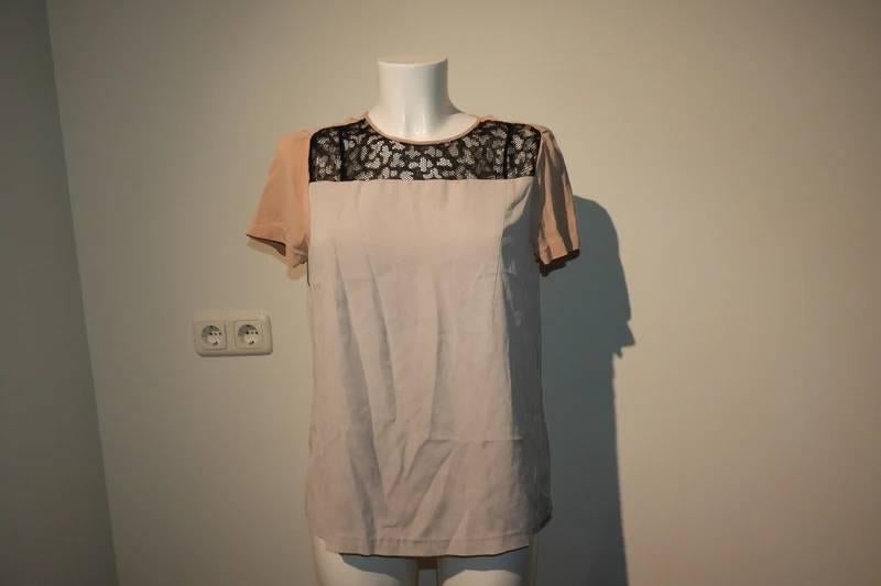 Diane von Furstenberg zijde top achterkant met voile kant mt