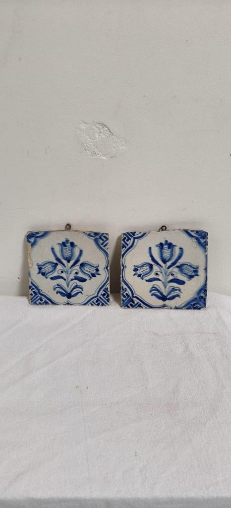 Oude wandtegels met bloemenmotief Delfts Blauw, Doe-het-zelf en Verbouw, Ophalen, Gebruikt, Keramiek, Wandtegels