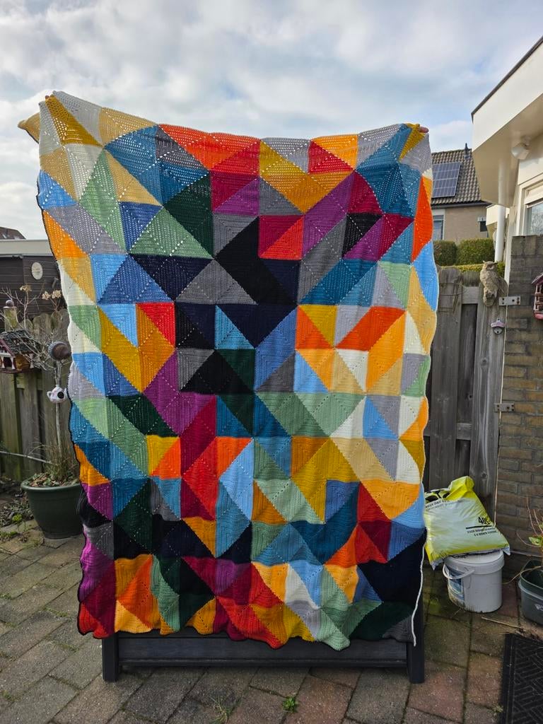 Gehaakte deken/sprei/plaid Tessellation herfst., Hobby en Vrije tijd, Breien en Haken, Ophalen of Verzenden, Zo goed als nieuw