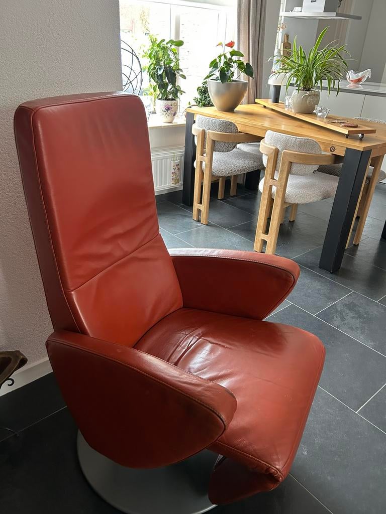 Verstelbare 2 ligtstoelen echt leer !€100, twee stuks, Huis en Inrichting, Fauteuils, Minder dan 50 cm, Gebruikt, Ophalen of Verzenden