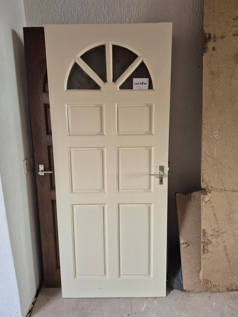 Binnendeur creme wit 2015 x 830 mm met glas, Ophalen, Glas, Binnendeur, 200 tot 215 cm