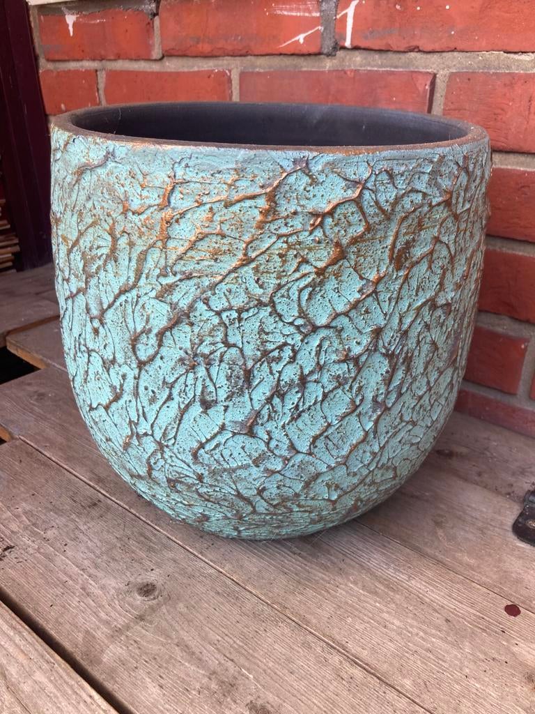 Grote bloempot, Tuin en Terras, Bloempotten, Rond, Binnen, Zo goed als nieuw, Aardewerk