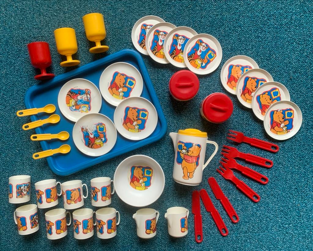 Disney Winnie de Poeh kinderservies kunststof serviesje, Ophalen of Verzenden, Winnie de Poeh of vrienden, Gebruikt, Servies