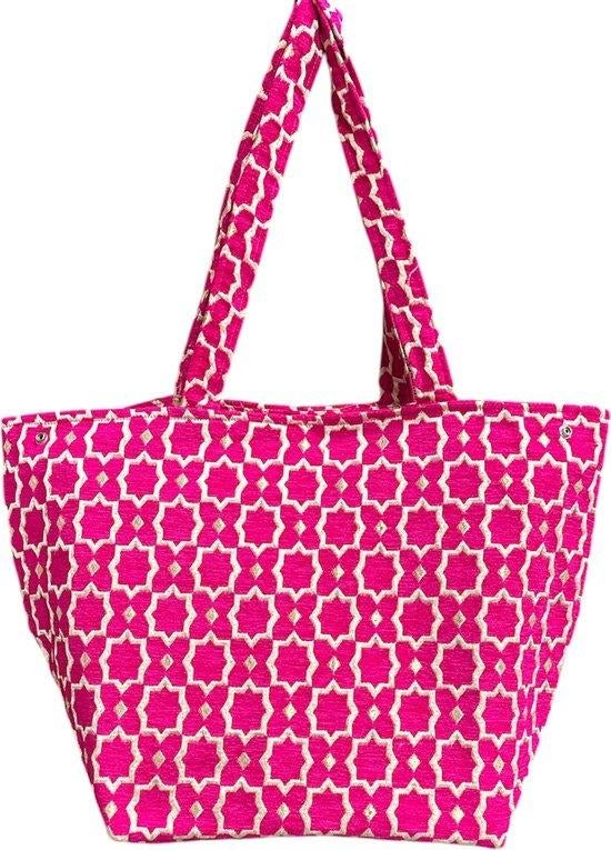 Handgemaakte Fluwelen Medium  met Gouden Accenten - Rose, Ophalen of Verzenden, Nieuw, Roze, Handtas