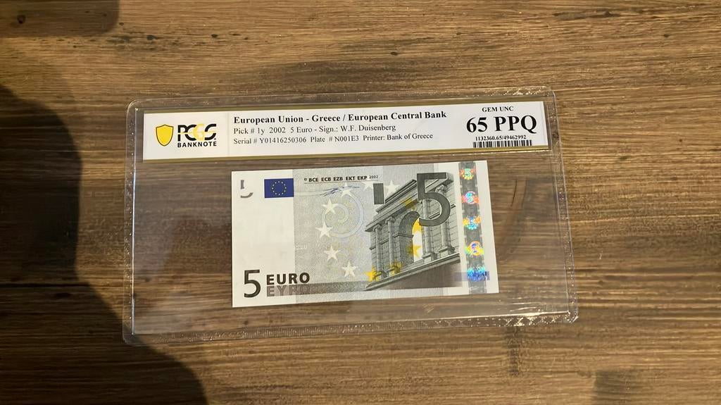 €5,-  Duisenberg - Griekenland (Y) - PMG65, Postzegels en Munten, Bankbiljetten | Europa | Eurobiljetten, Ophalen of Verzenden