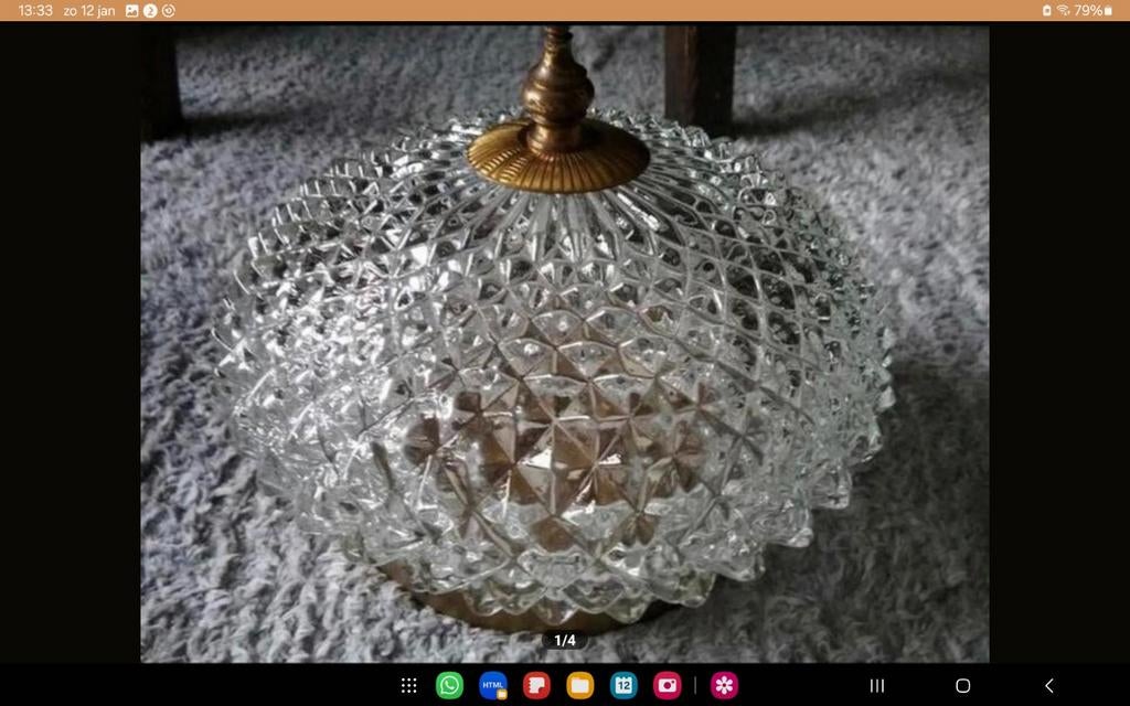 Prachtige vintage RZB kristal ananas plafondlamp wandlamp, Ophalen, Glas, Vintage, klassiek, barok, overige stylen