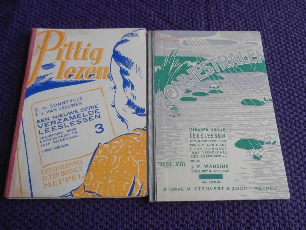 Antiek schoolboek pittig lezen zonnestralen leesles school, Ophalen of Verzenden