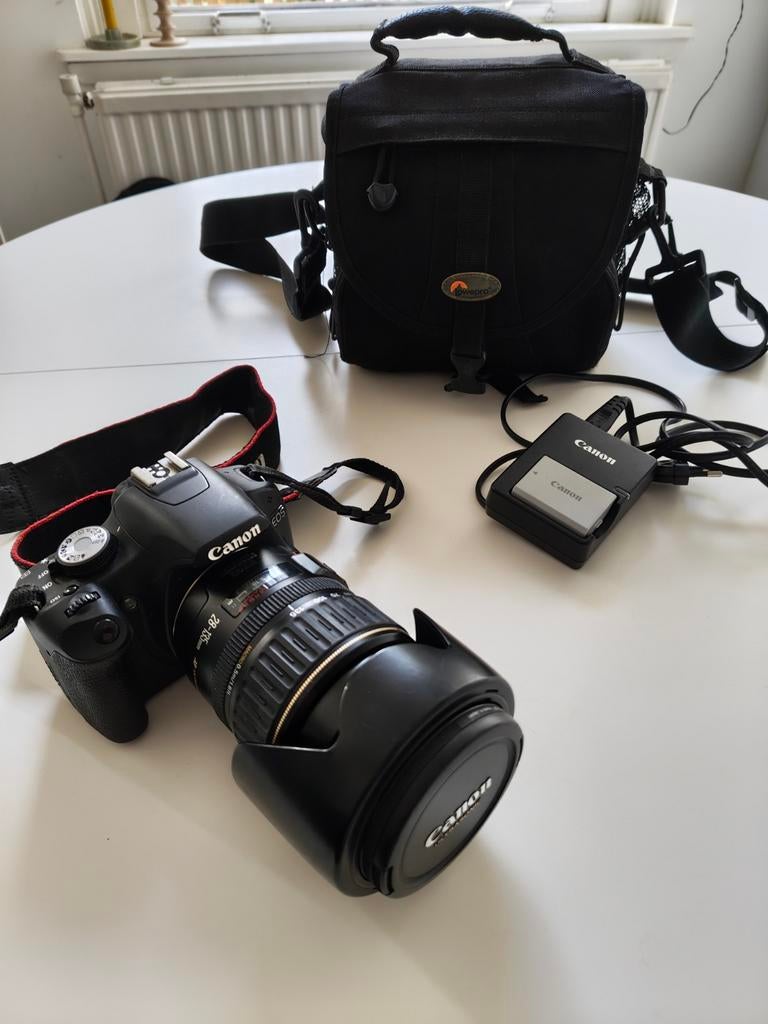 Canon EOS 500D + 28–135mm IS USM lens + accessoires, Ophalen of Verzenden, Canon