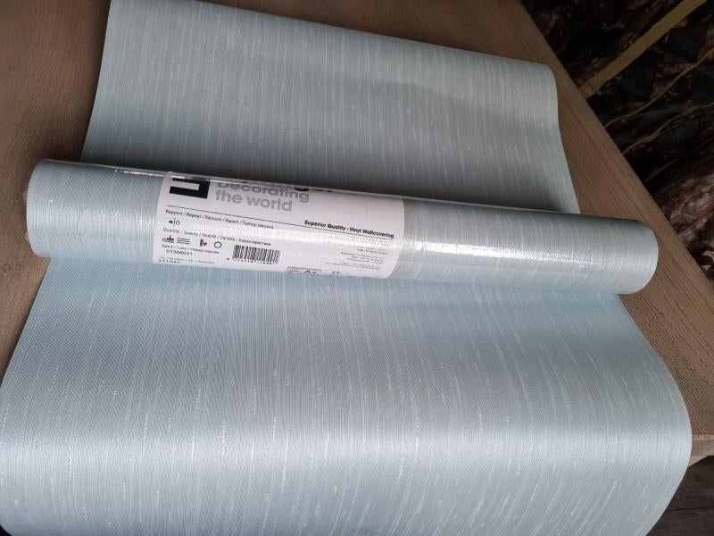 Eijffinger vinyl behang ijsblauw ribbelmotief voorradig, Ophalen of Verzenden, 75 m² of meer, Ribbel motief