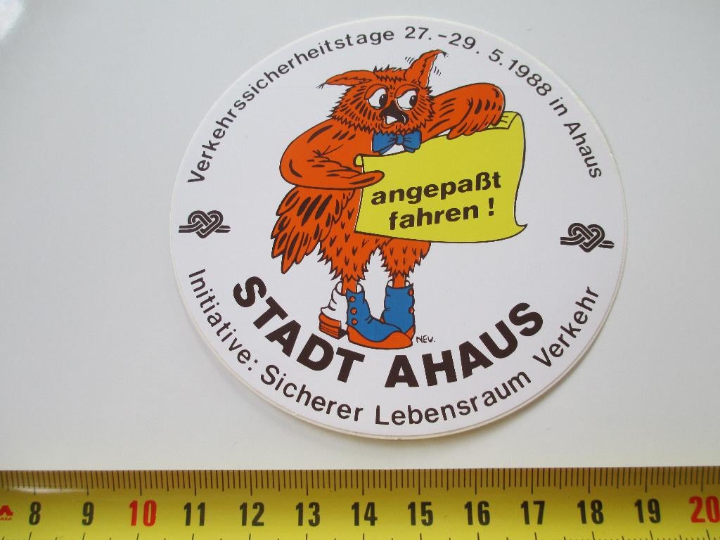 sticker Stadt Ahaus  angepaßt fahren !  *, Ophalen, Zo goed als nieuw
