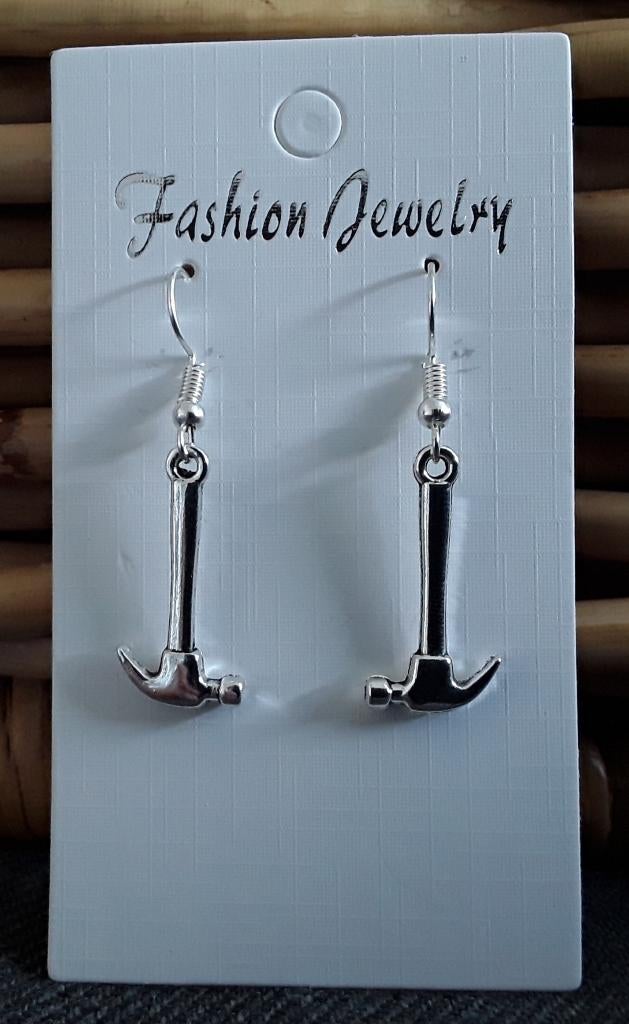 Oorbellen hamer, timmerman, timmervrouw, gereedschap, bouwva, Overige materialen, Hangers, Nieuw, Ophalen of Verzenden