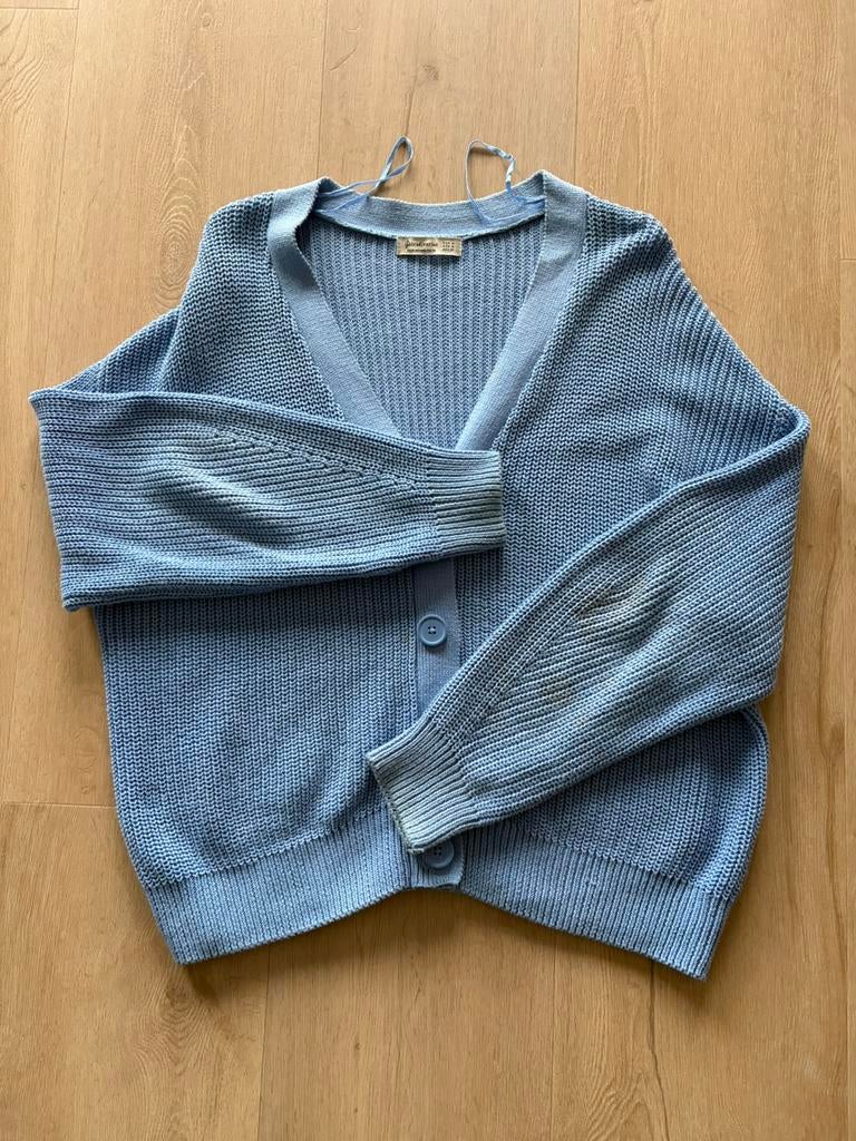 Stradivarius, lichtblauw vestje, maat M, Ophalen of Verzenden, Gedragen, Maat 38/40 (M), Blauw