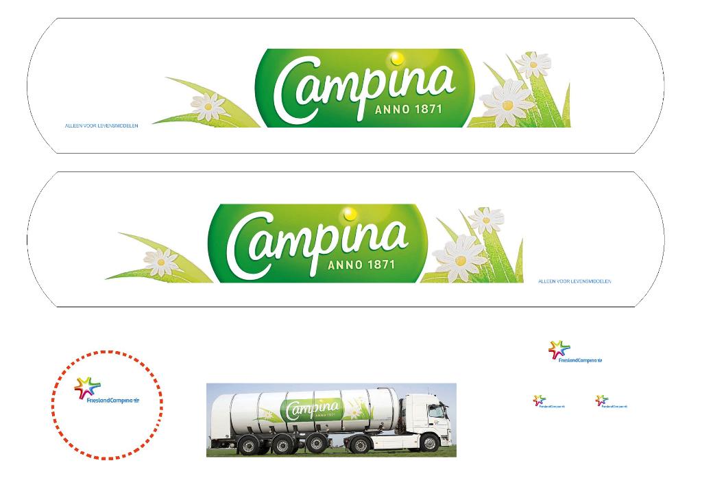 Vrachtauto decal 1:50 Friesland Campina ( Tanktr ) type 2, Hobby en Vrije tijd, Verzenden, Nieuw, Bus of Vrachtwagen, Overige merken