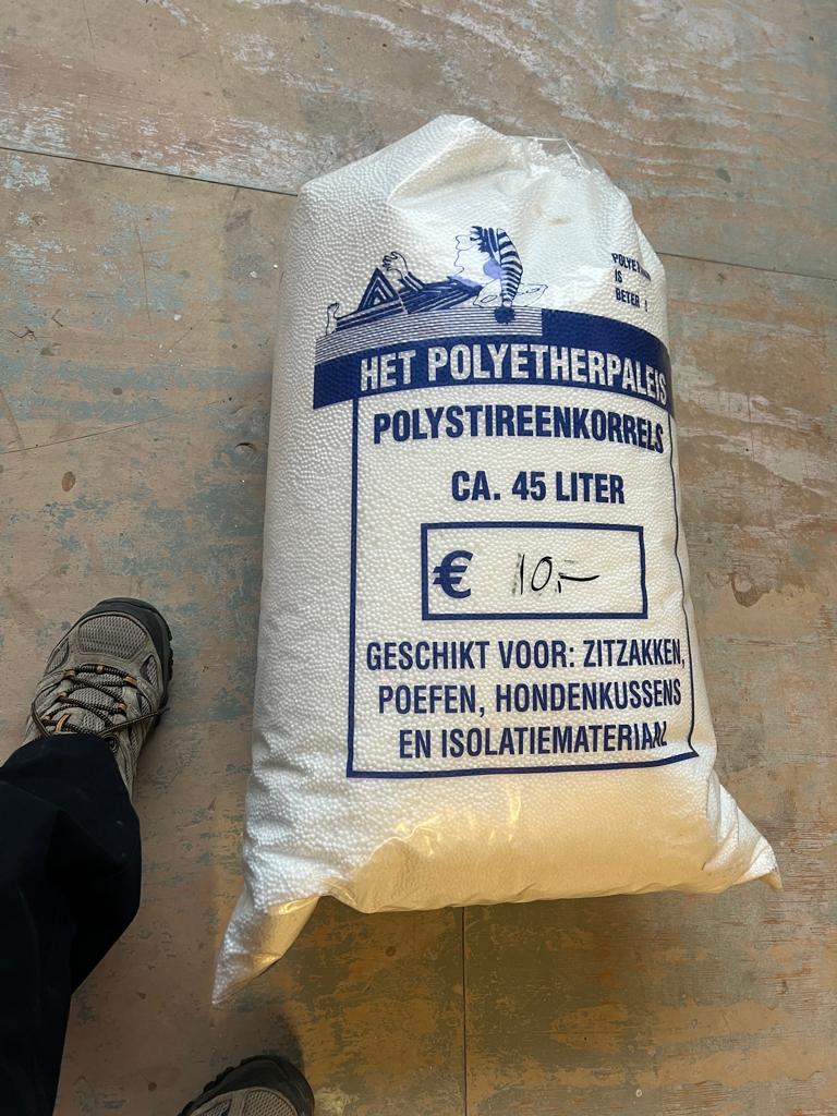 polystyreenkorrels, Ophalen, Nieuw