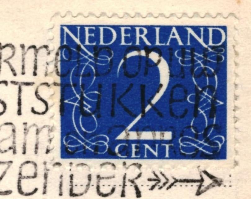 77964 Leiden Marekerk 1956 Gelopen met zegel, Ophalen of Verzenden, 1940 tot 1960, Gelopen, Zuid-Holland