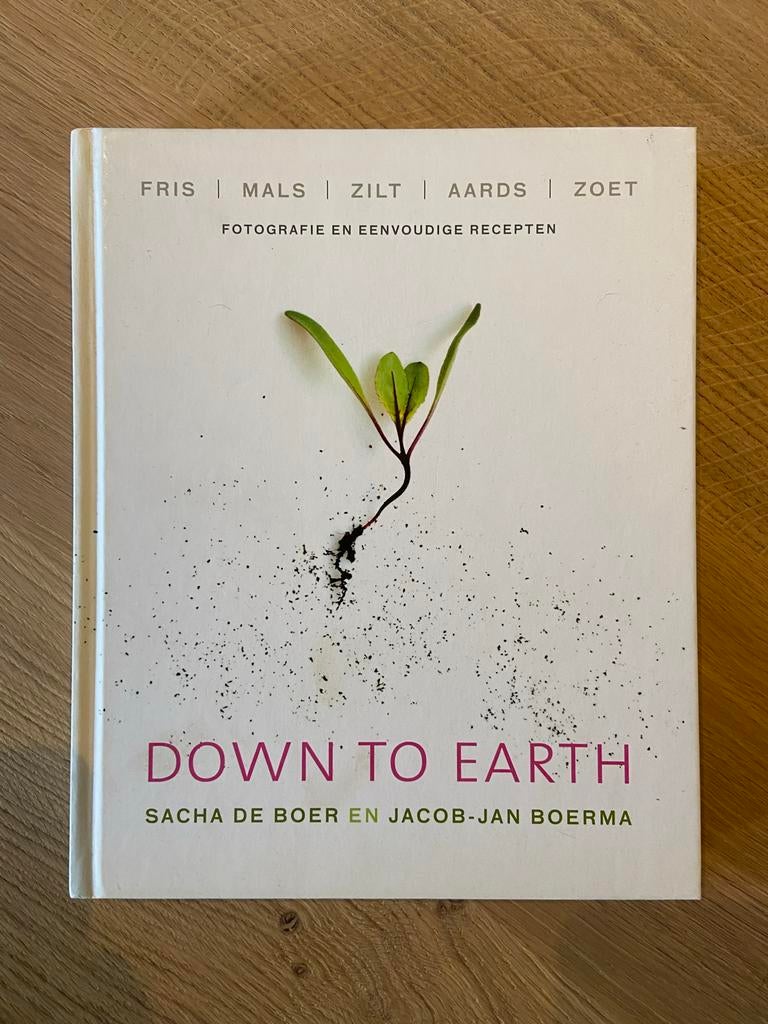 Kookboek Down to Earth - Sacha de Boer & Jacob-Jan Boerma, Voorgerechten en Soepen, Ophalen of Verzenden, Zo goed als nieuw, Europa