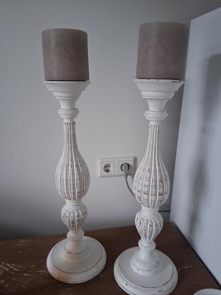 2 grote landelijke kandelaars.51cm, Ophalen, Hout, 50 tot 75 cm