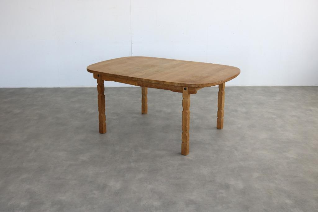 brutalist eettafel | vintage tafel | eiken | verlengbaar, Huis en Inrichting, Tafels | Eettafels, Gebruikt, ., Eikenhout, Vijf personen of meer