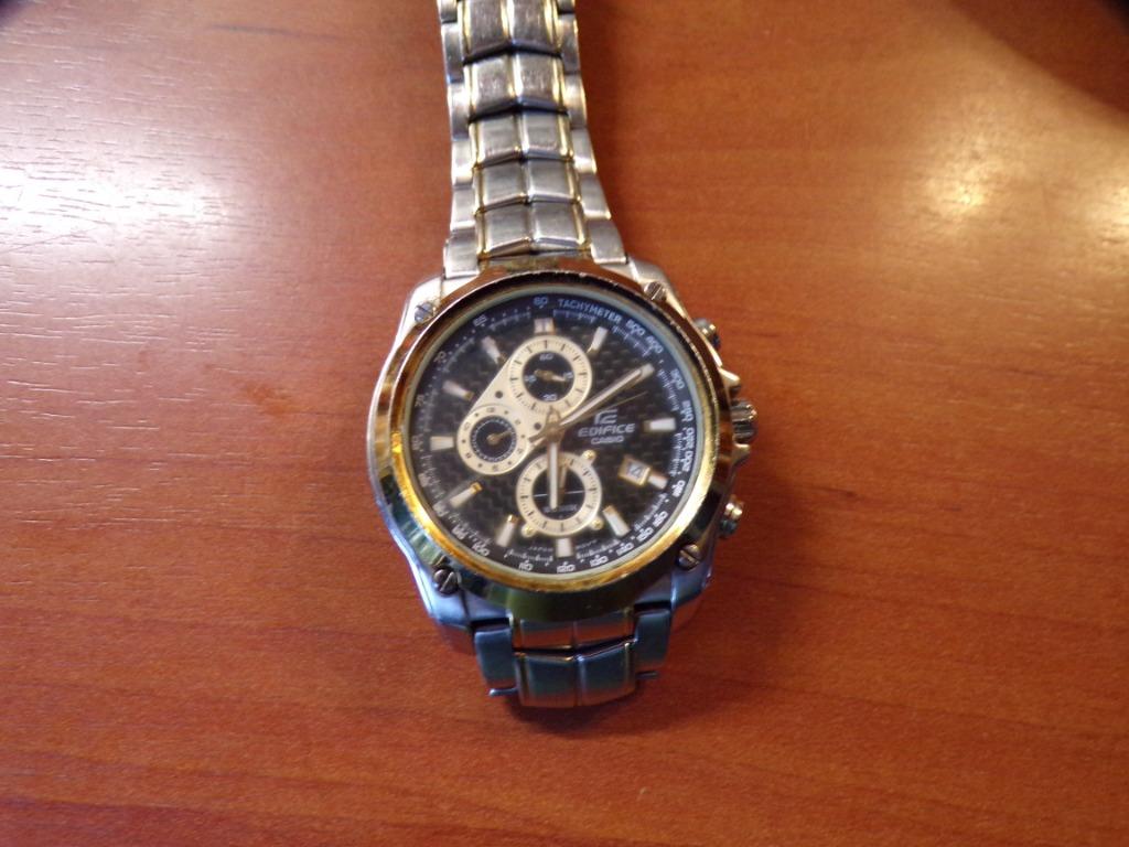 Casio EF-524SG chronograph, Gebruikt, Staal, Polshorloge, Ophalen of Verzenden