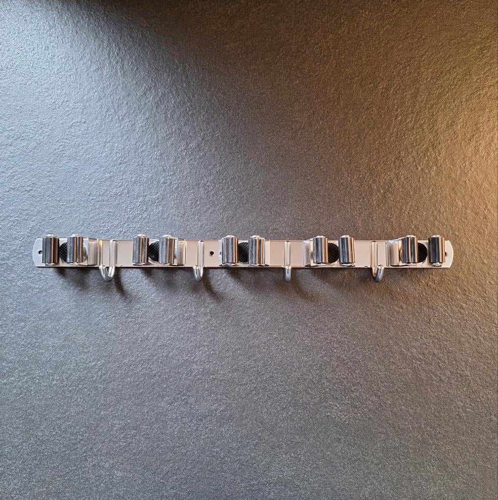 GEREEDSCHAP/BEZEMHOUDER 5 houders - 4 haken RVS Zilver, Ophalen of Verzenden, Nieuw