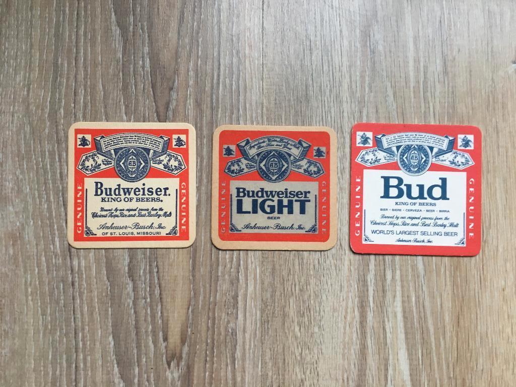 bierviltje USA Budweiser Bud  beer bier 3 verschillende, Verzenden, Zo goed als nieuw, Viltje(s), Overige merken