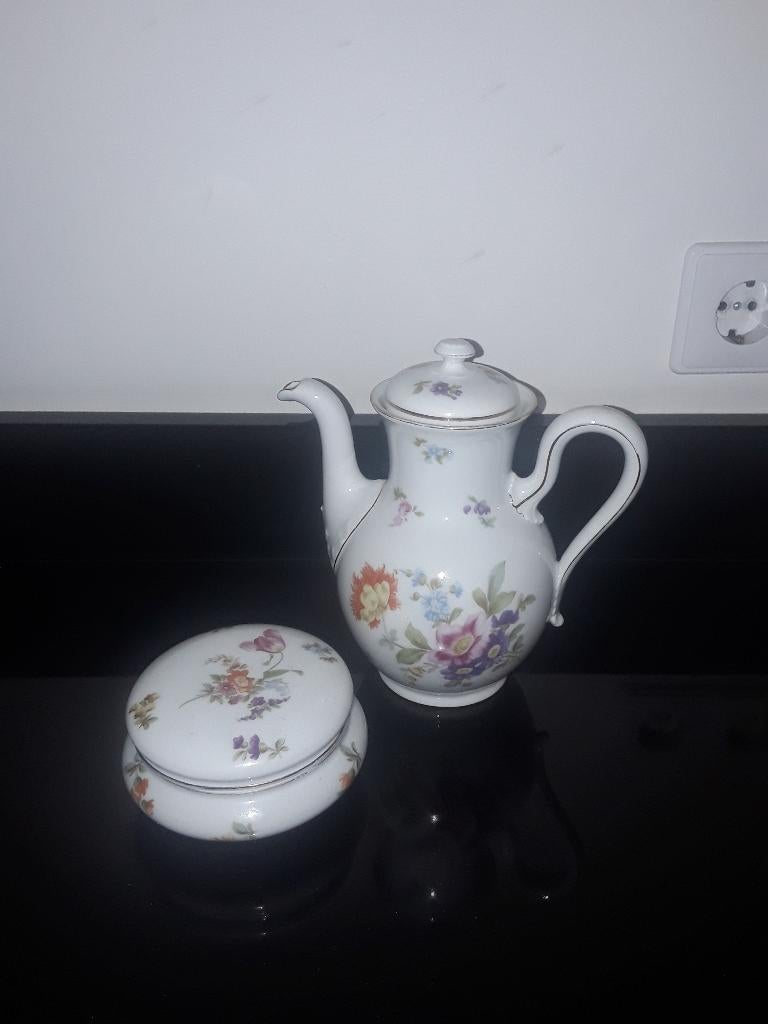 Antieke Rosenthal koffiepot&dekseldoos Sommerstrauss, Verzenden