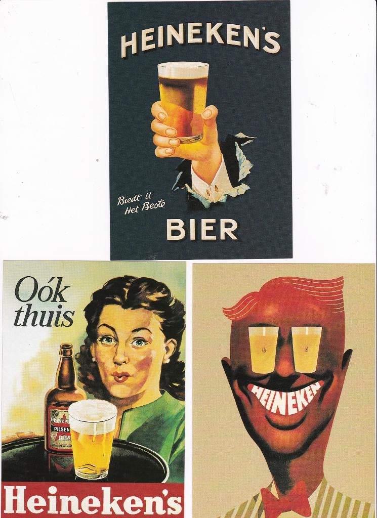 3x Heineken Klassiekers retro-reclamekaarten uit 1996 -nieuw, Ophalen of Verzenden, Nieuw, Overige typen, Heineken