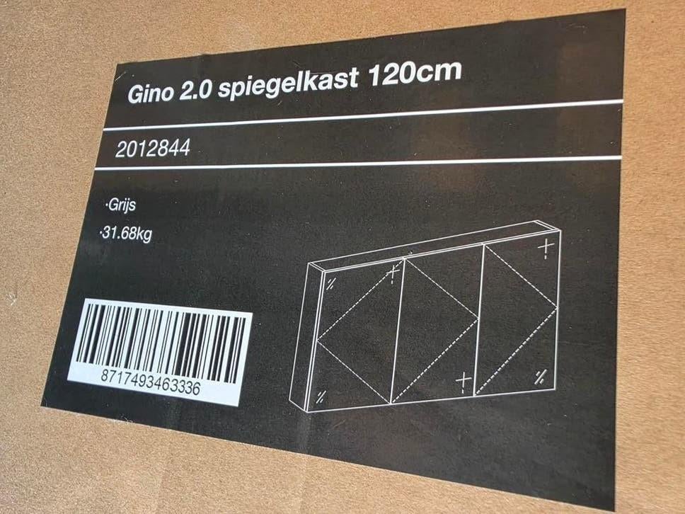 Nieuw Novio Gino spiegelkast 120cm met 3 deuren, Huis en Inrichting, Ophalen, Nieuw, Wit