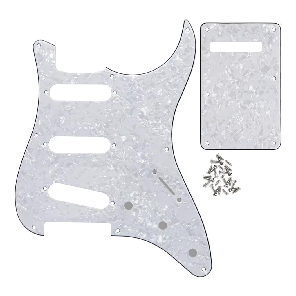3-laags stratocaster pearloid white sss pickguard 8 hole, Info@Mokcustomguitars.com, Moku Custom Guitars, Nieuw, 4613CB
