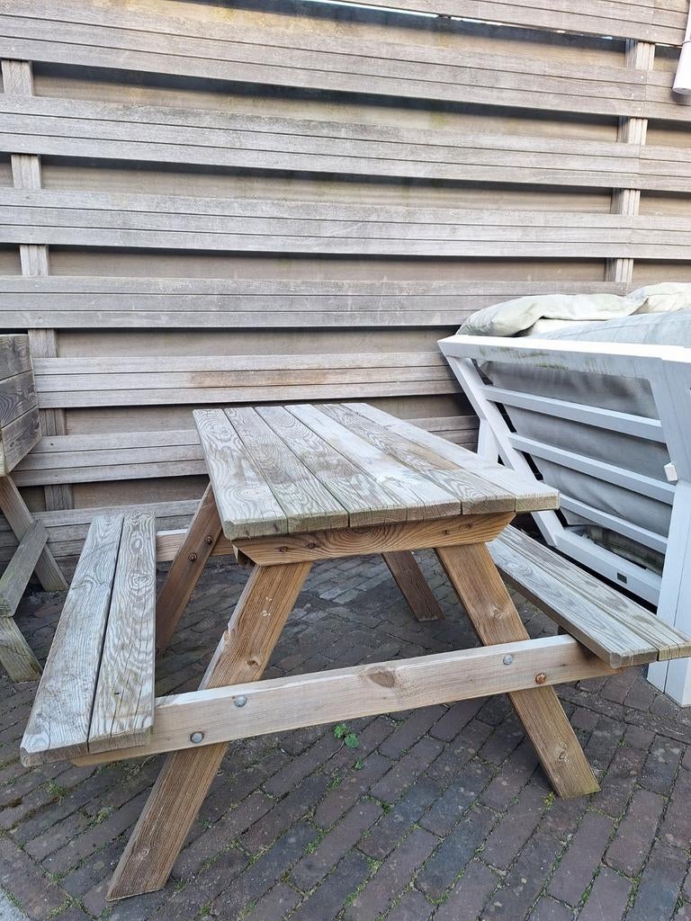 Picknicktafel kids met houten deksel, Ophalen, Rechthoekig, Hout