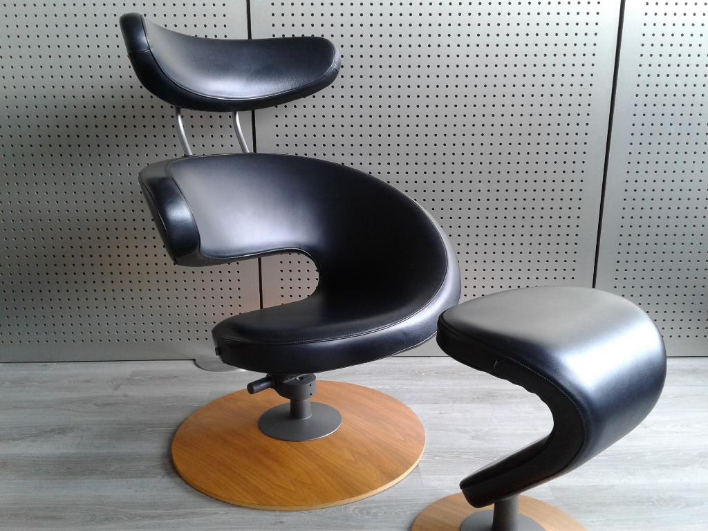 Variér (Stokke) Peel (Zwart Leder), Zeer Mooi!, Ophalen, 75 tot 100 cm, Leer, Zo goed als nieuw