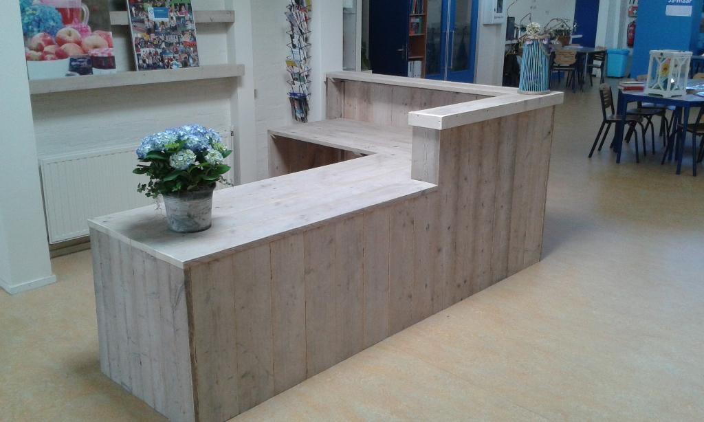 Unieke kwaliteit receptiebalie van steigerhout in elke maat, Huis en Inrichting, Kasten | Secretaires, Nieuw, Ophalen