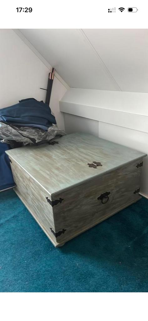 Dekenkist salontafel 90x90 50cm hoog, Ophalen, Gebruikt, 50 tot 100 cm, 50 tot 75 cm