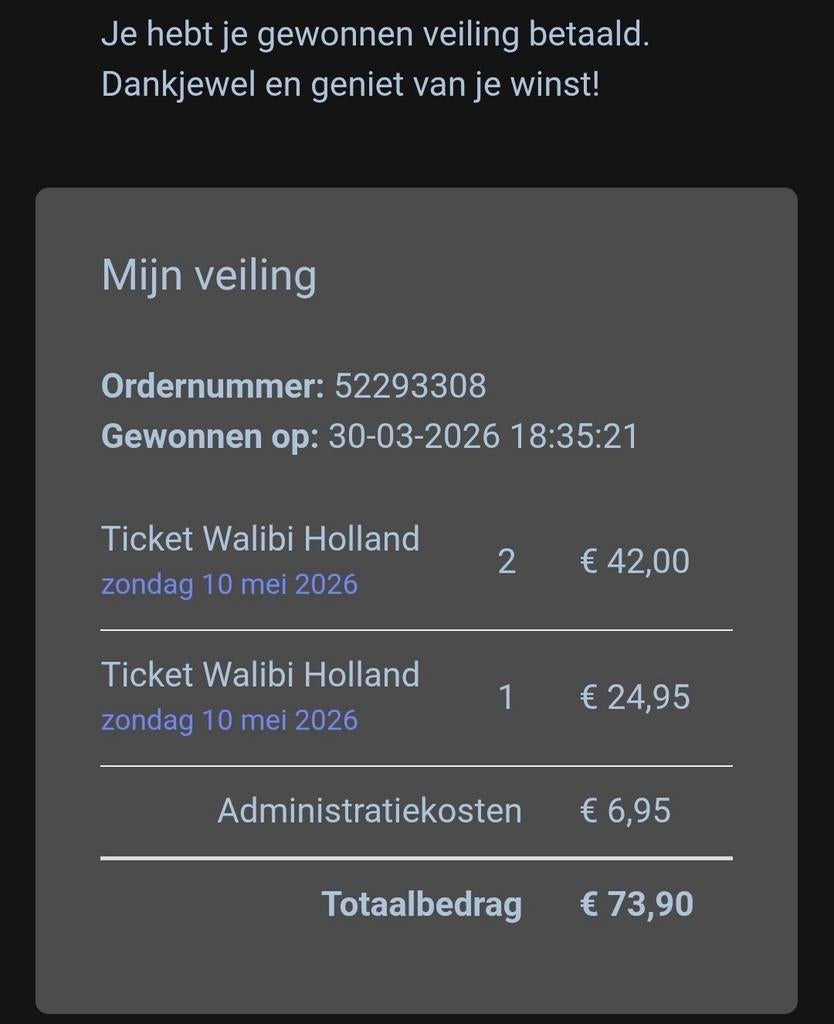 3 kaartjes voor Walibi Holland, Tickets en Kaartjes, Twee personen, Ticket of Toegangskaart
