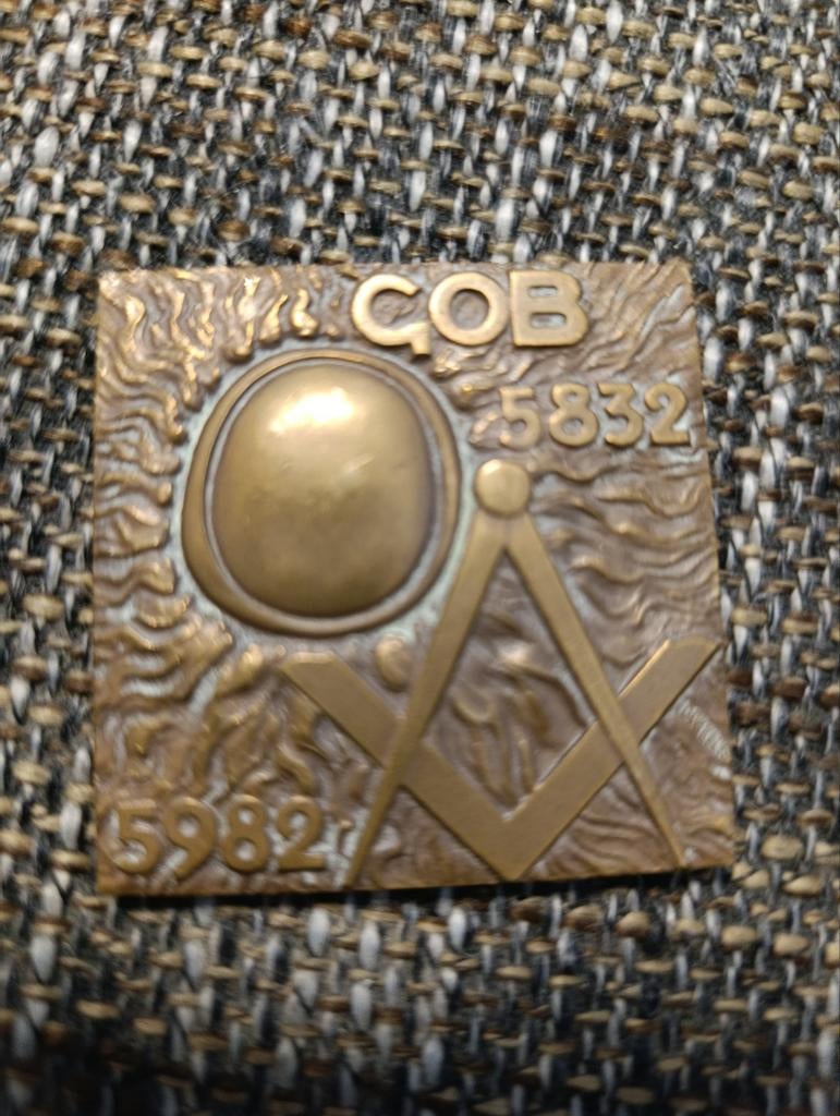 Vrijmetselarij Herdenkingsplaquette GOB 1982-5832, Ophalen of Verzenden