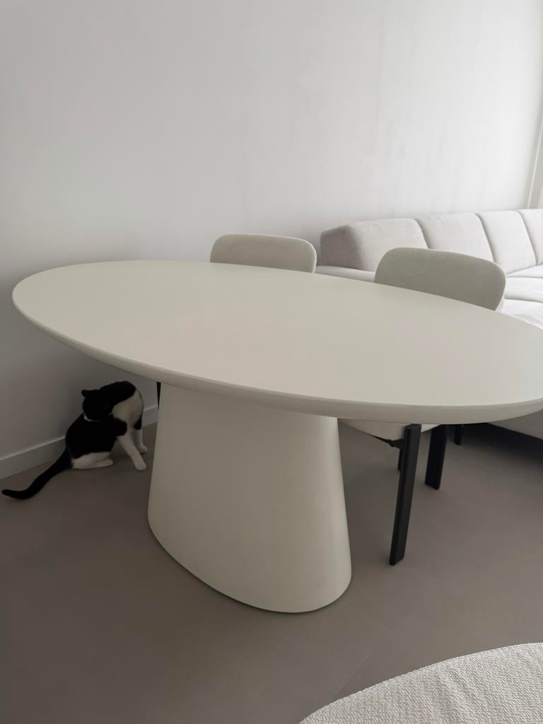 Gigameubel Eettafel Ovaal Wit 160cm, Huis en Inrichting, Tafels | Eettafels, Zo goed als nieuw, 150 tot 200 cm, Vier personen