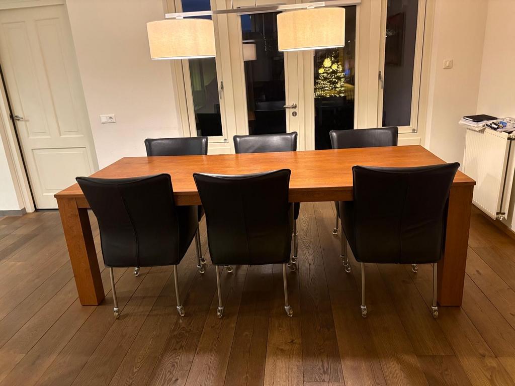 Mooie Eikenhouten eettafel 2.40m x 1m, Ophalen, Gebruikt, 100 tot 150 cm, Eikenhout