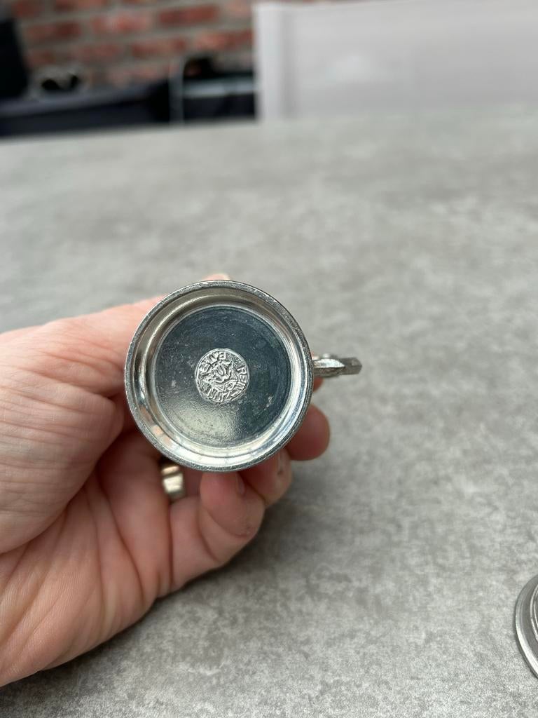 Set van 2 Miniatuur Bierpullen met Deksel - Tin, Ophalen of Verzenden