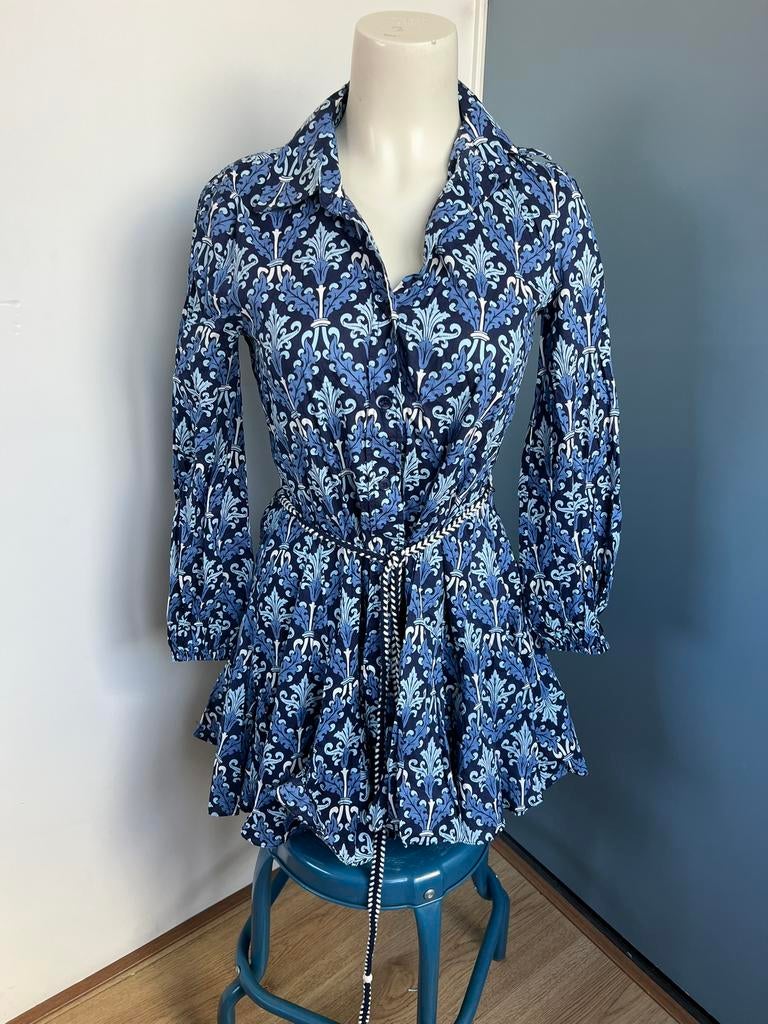 Zara blauw katoen jurkje xs doorknoop, Blauw, Ophalen of Verzenden, Zo goed als nieuw, X