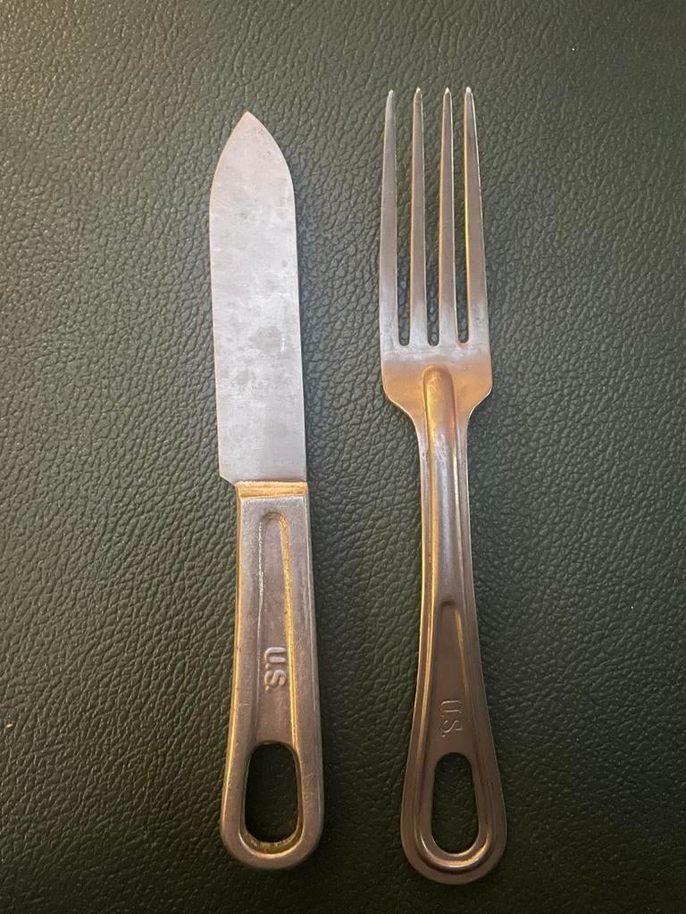 US WWII bestek (lepel en mes) 1944, Verzamelen, Militaria | Tweede Wereldoorlog, Ophalen of Verzenden, Amerika