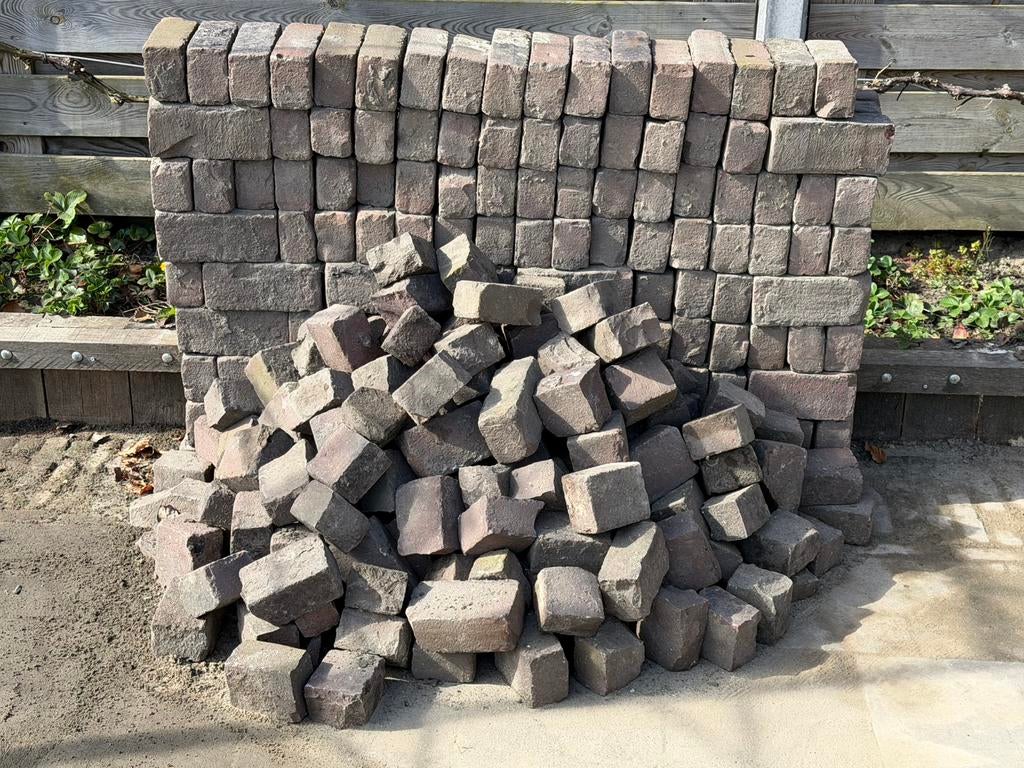 160 stuks 7duimers rood, Tuin en Terras, Ophalen, Zo goed als nieuw, Beton, Klinkers