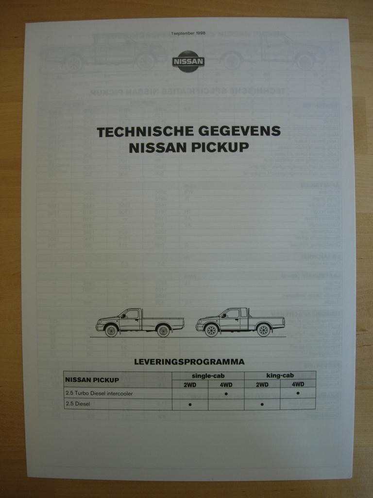Nissan Pickup Brochure 1998 – KingCab Navara Pick-up, Nissan, Ophalen of Verzenden, Zo goed als nieuw, Nissan