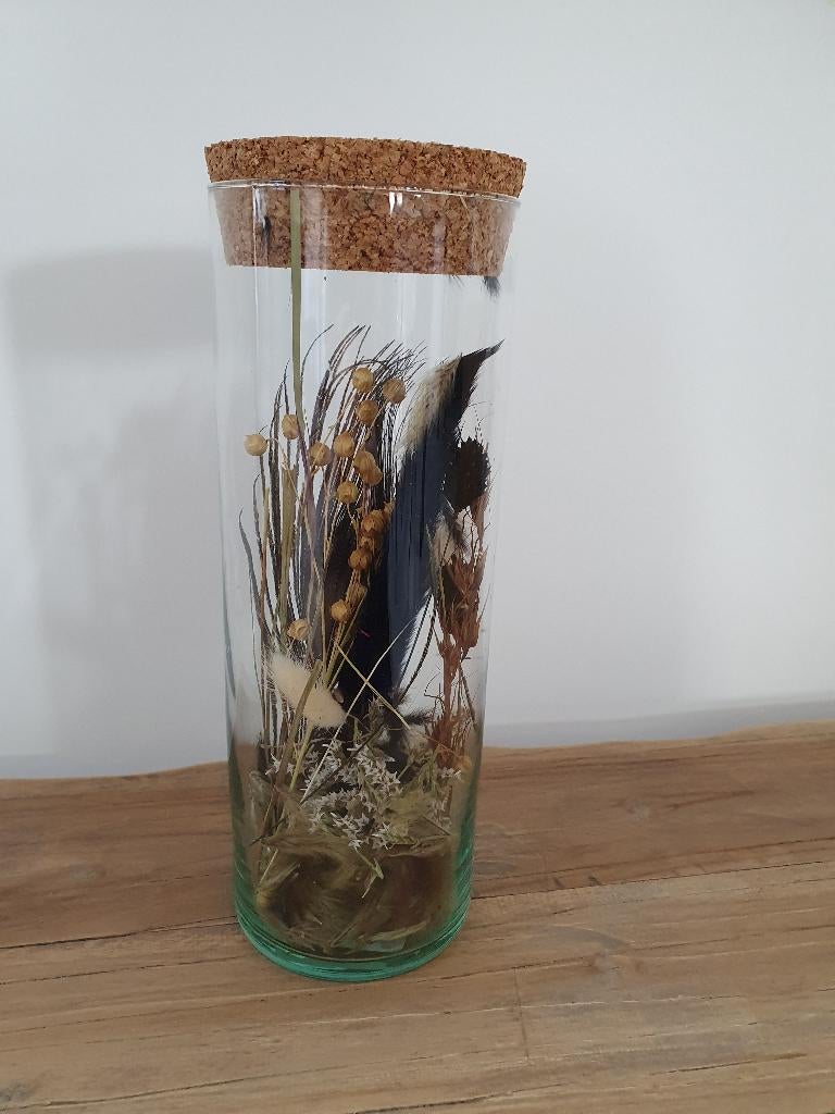 Glazen pot met droogbloemen, *, *, Nieuw, Ophalen of Verzenden