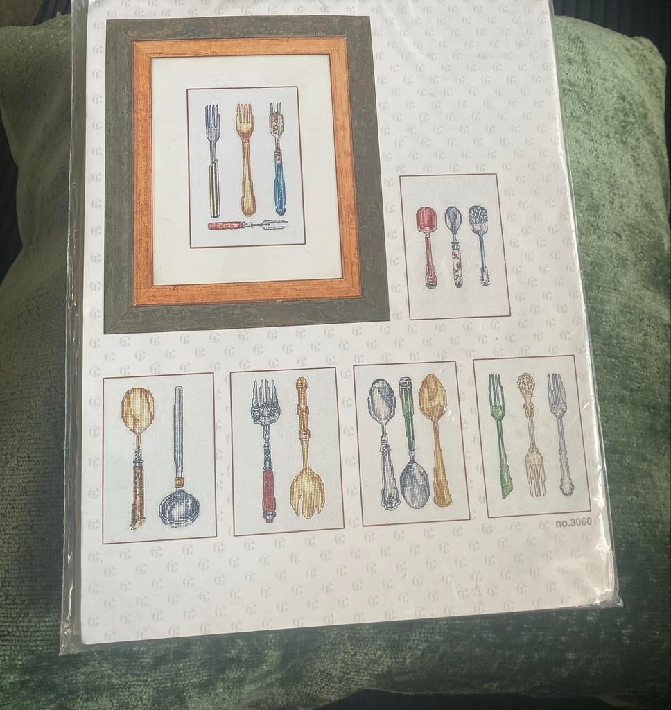 Thea Gouverneur Borduurpakket 6 x Bestek - Nieuw, Ophalen of Verzenden, Nieuw, Handborduren, Borduurpakket