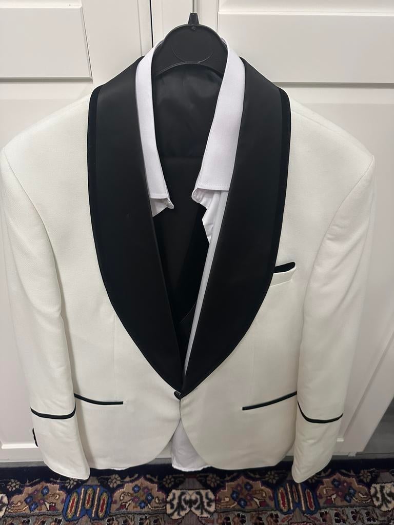 4 delig zwart wit smoking kostuum te koop, Ophalen of Verzenden, Nieuw, Maat 48/50 (M), Zwart