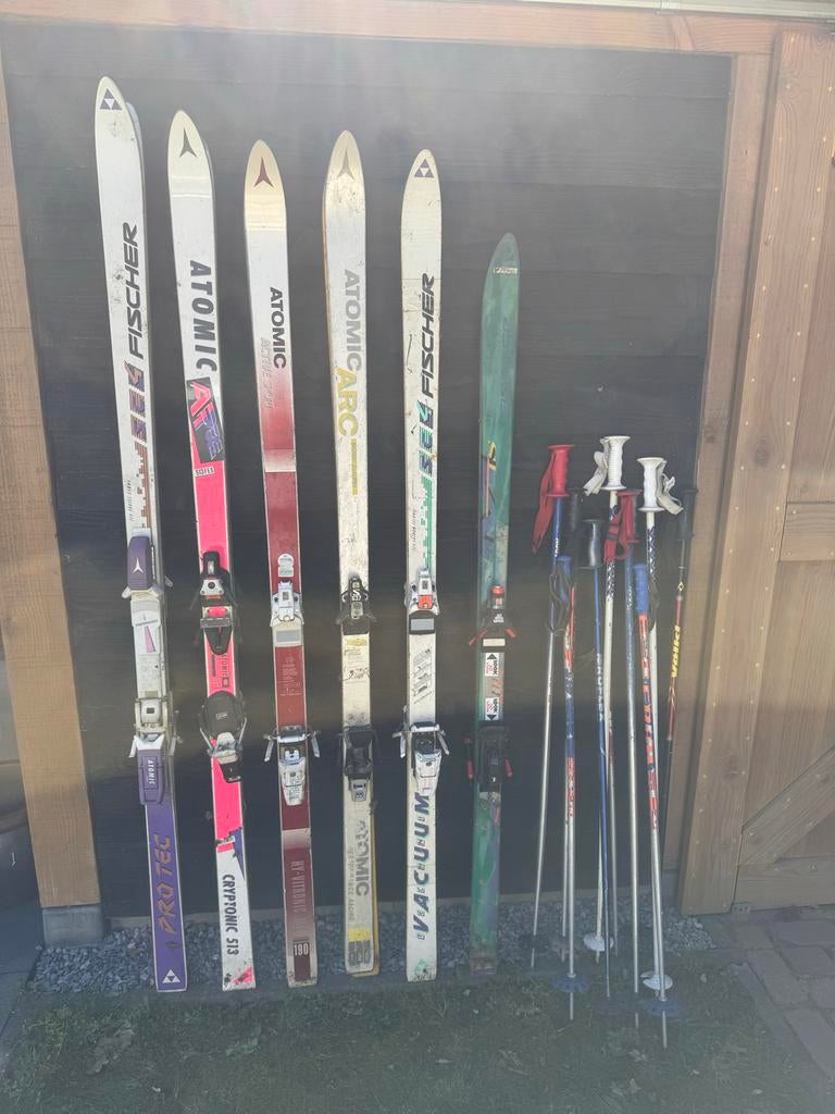 6 paar ski's met stokken decoratie/mancave, Ophalen, 160 tot 180 cm, Gebruikt, Atomic
